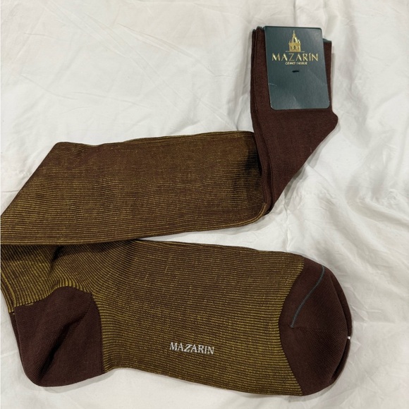 MAZARIN LUXURY Brown and Tan Men's Socks SZ 44/46 - Picture 4 of 9